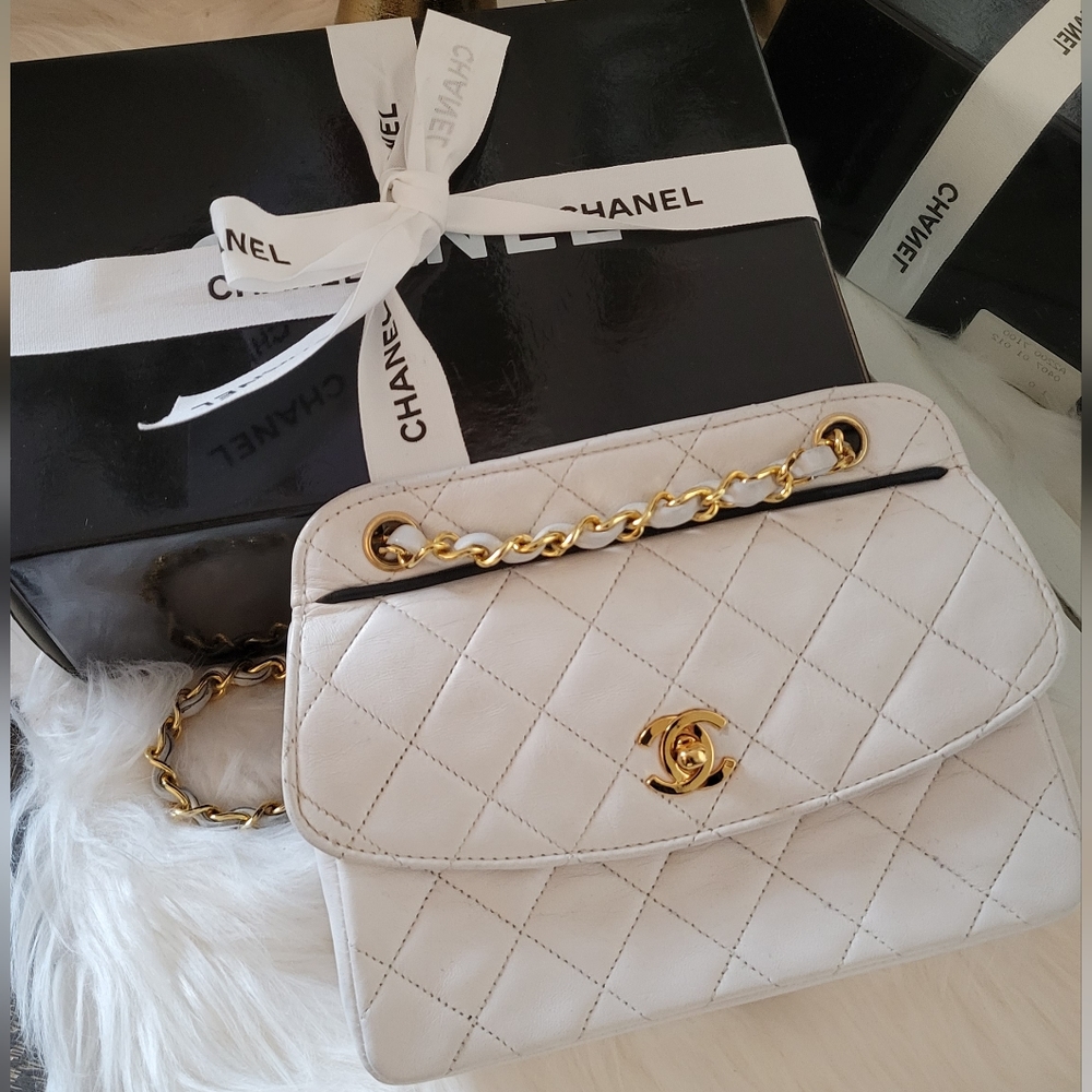 Authentic White Chanel Purse with box